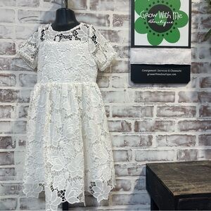 Rare Editions White Floral Lace Dress kids size 6